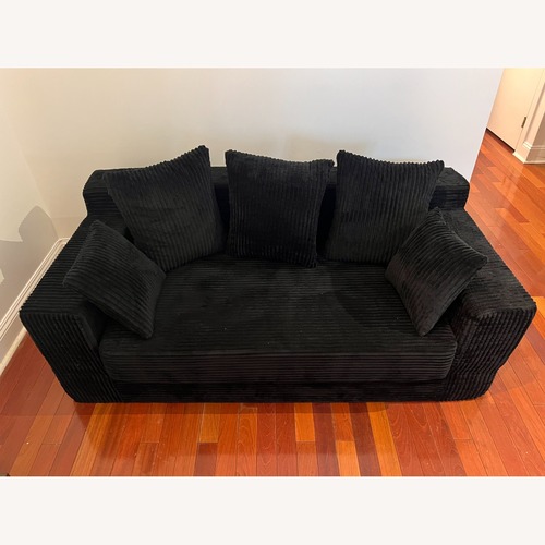 Used Amazon Black Microsuede 3+ Seater Sofa for sale on AptDeco