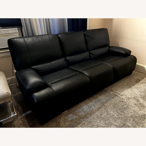 Used IKEA Vannas Black Leather Motarized Reclining 3+ Seater Sofa for sale on AptDeco