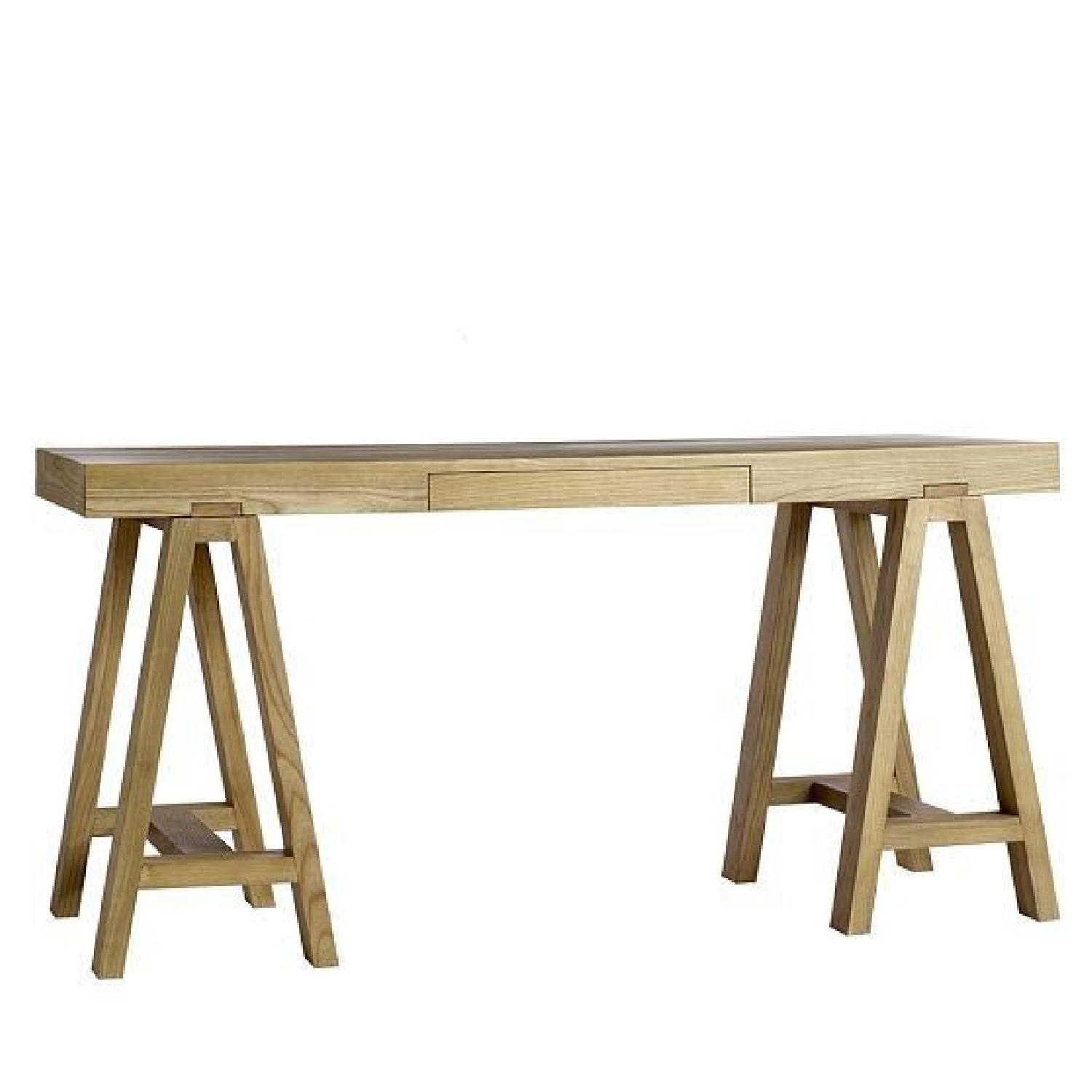 Pottery Barn Oak Desk with 1 Pencil Drawer - image-5