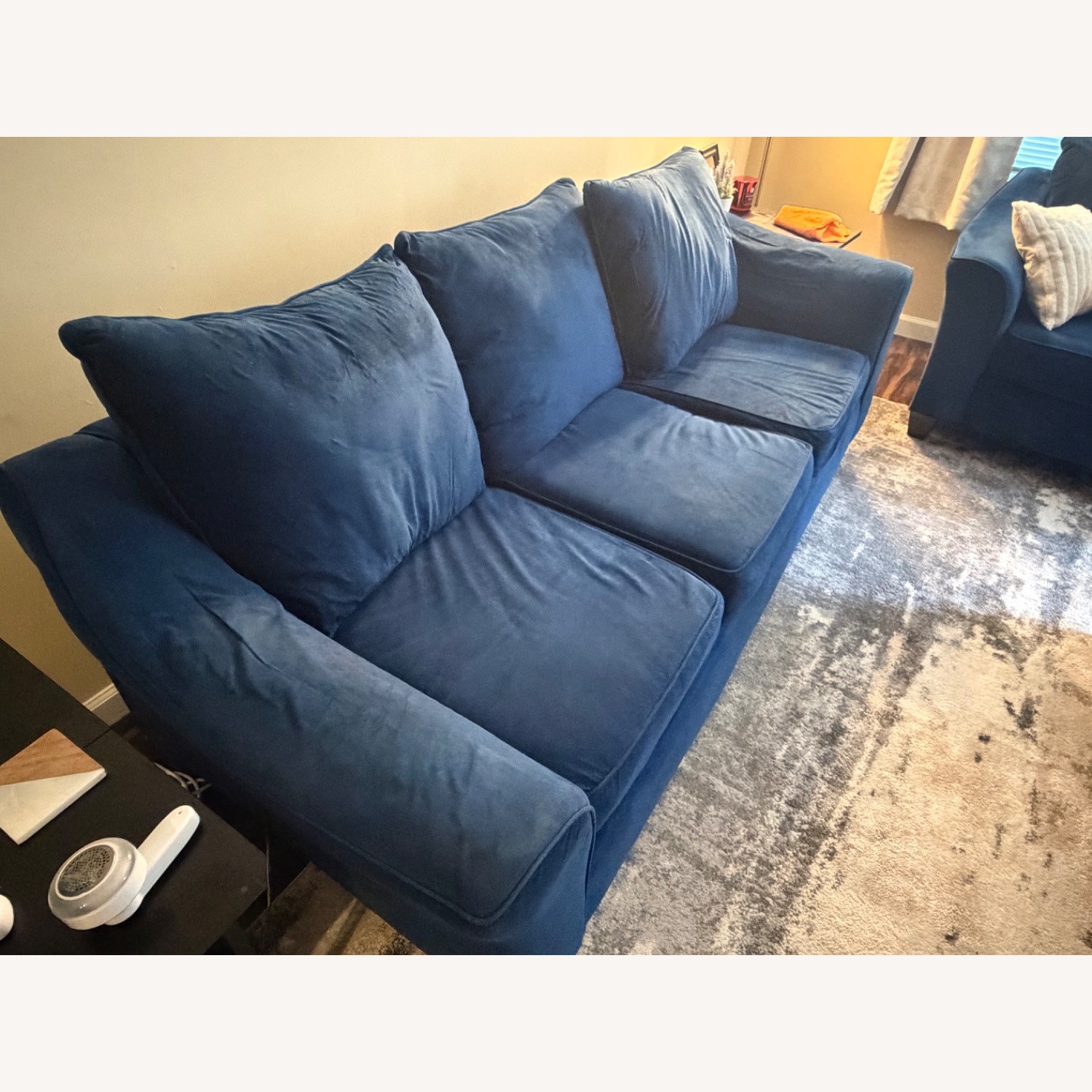 Navy Blue Fabric Sofa  - image-3