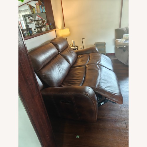 Used Leather Reclining Sofa Power Headrests for sale on AptDeco