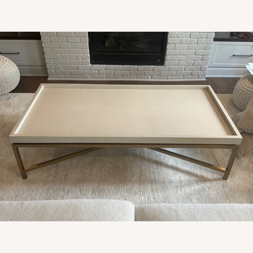 Used Arhaus Malone Natural Leather Coffee Table for sale on AptDeco