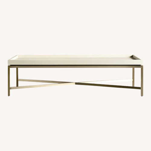 Used Arhaus Malone Natural Leather Coffee Table for sale on AptDeco