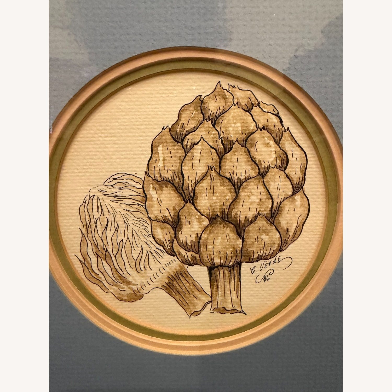 Original Artichoke Botanical Art Drawing 1986 - image-3