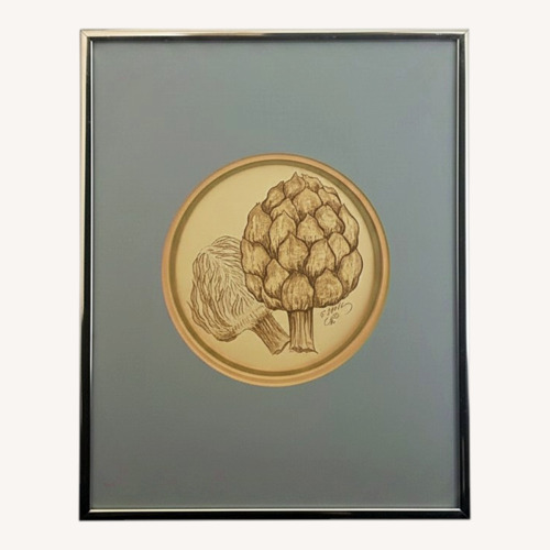 Used Original Artichoke Botanical Art Drawing 1986 for sale on AptDeco