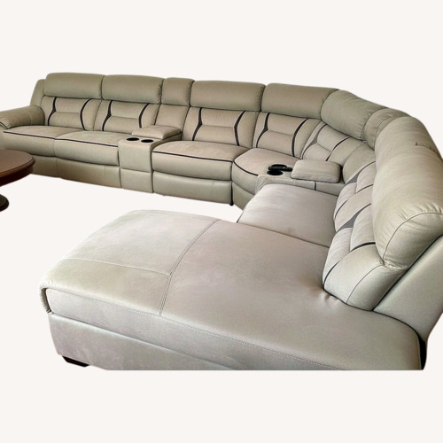 Used Light Gray Leather 3+ Piece Sectional for sale on AptDeco