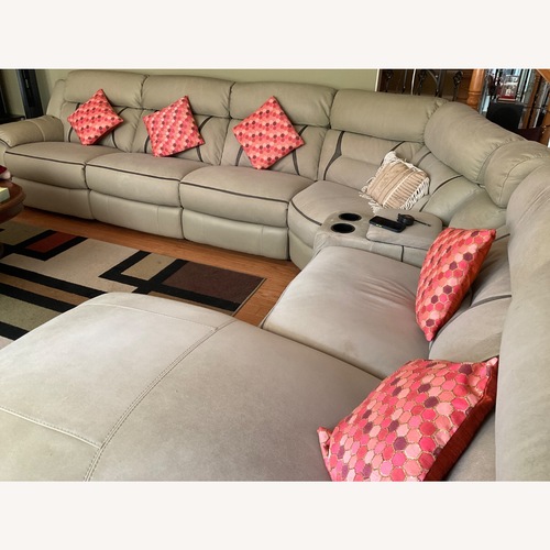 Used Light Gray Leather 3+ Piece Sectional for sale on AptDeco