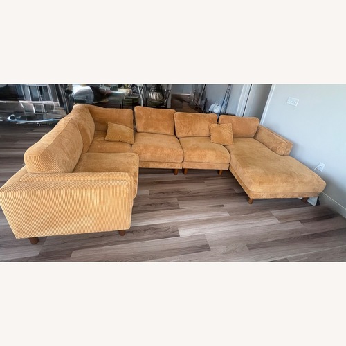 Used Corduroy Goldish Yellow Sofa for sale on AptDeco