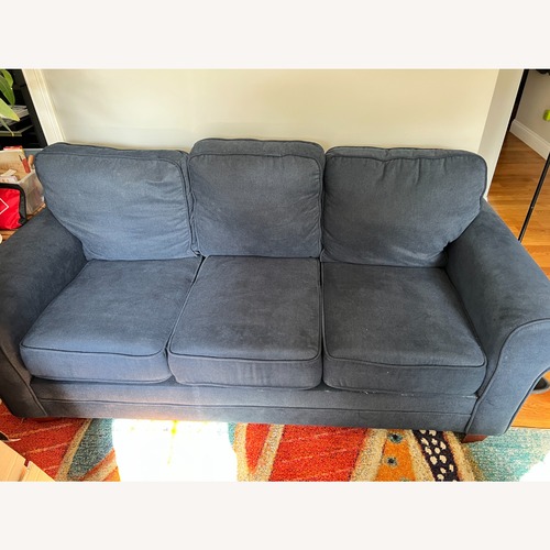 Used Bob's Discount Furniture Gracie Blue Fabric Sleeper Sofa for sale on AptDeco