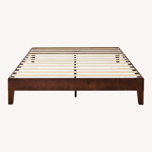 Used AllModern Dark Brown Wood Queen Bed for sale on AptDeco