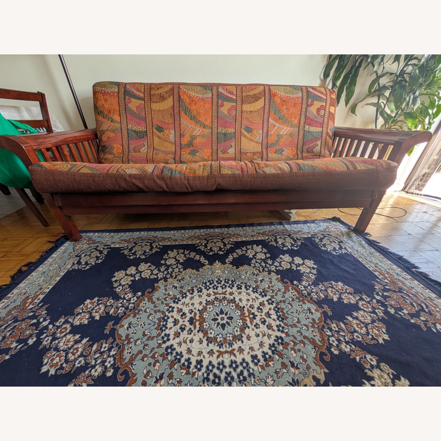 Vintage/Antique Dark Brown Wood Futon - image-2
