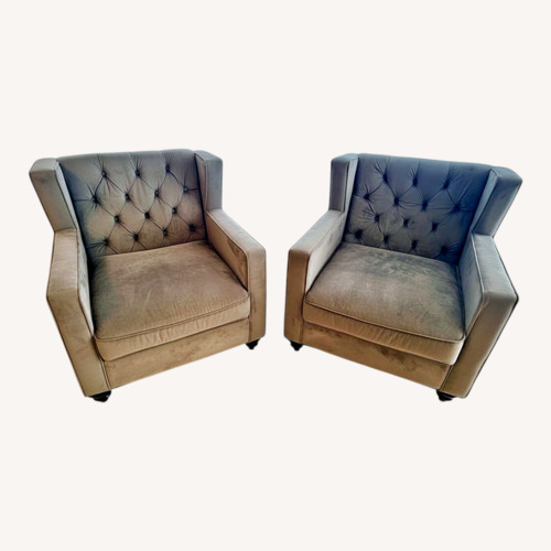 Used Wayfair Gray Velvet Tufted Accent Chairs for sale on AptDeco