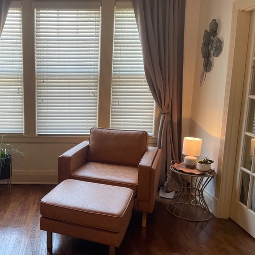 Used Albany Park Armchair & Ottoman for sale on AptDeco