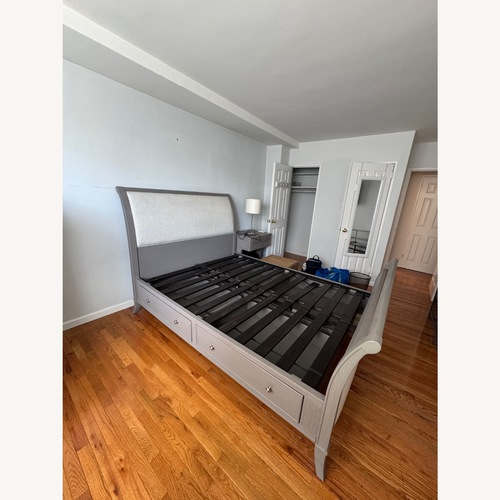 Used Arhaus Light Gray Queen Bed for sale on AptDeco