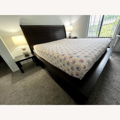 Used Bob's Discount Furniture Dark Brown King Bed for sale on AptDeco