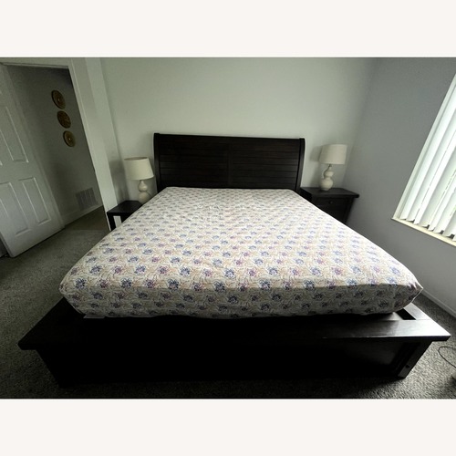 Used Bob's Discount Furniture Dark Brown King Bed for sale on AptDeco
