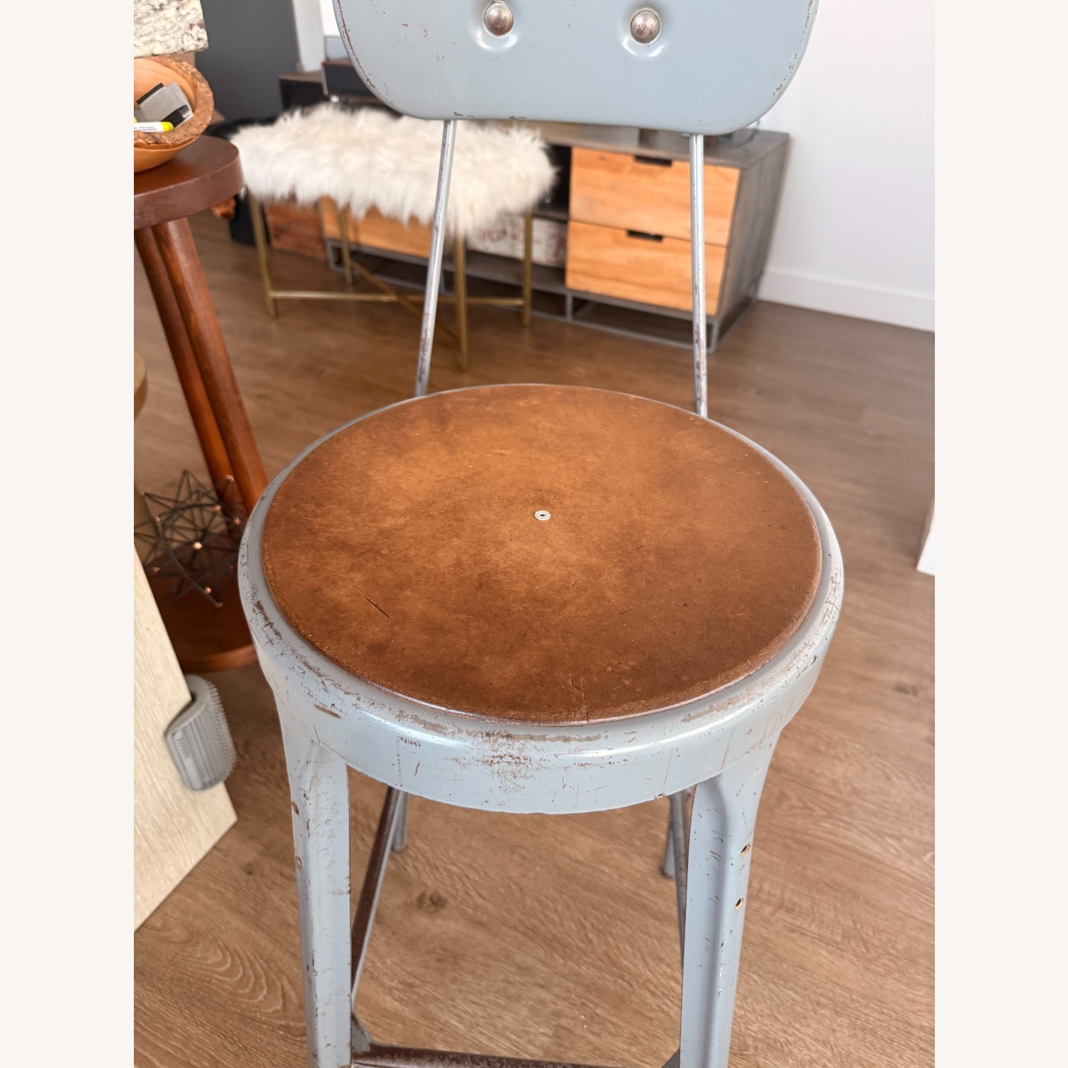 Matched Pair Vintage Metal Draft Stools from NASA - image-5