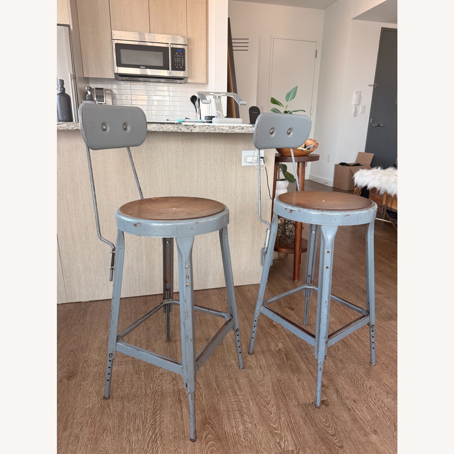 Matched Pair Vintage Metal Draft Stools from NASA - image-2