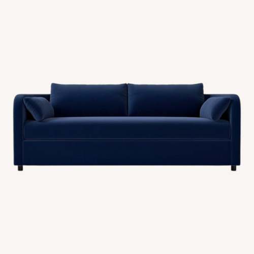 Used West Elm Blue Velvet 2 Seater Sofa for sale on AptDeco
