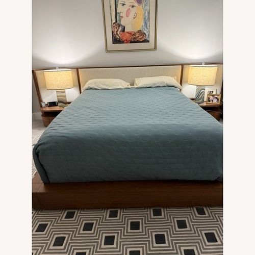 Used Crate & Barrel Queen Bed with Headboard & Attached Nightstands for sale on AptDeco