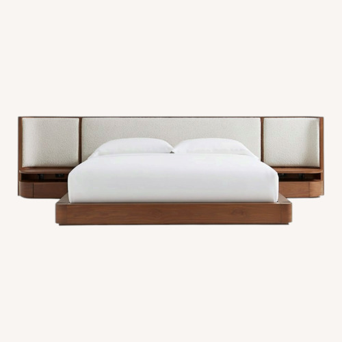 Used Crate & Barrel Queen Bed with Headboard & Attached Nightstands for sale on AptDeco