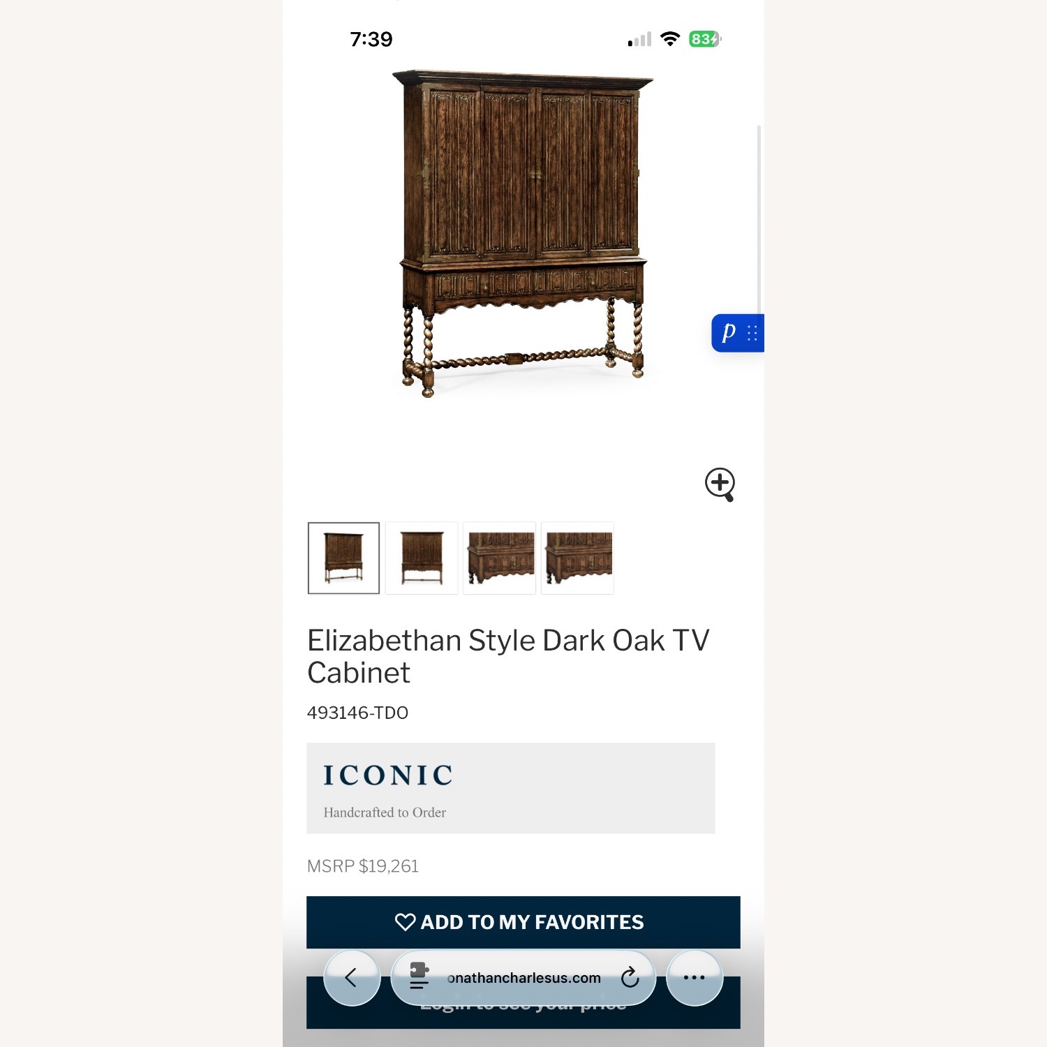 Jonathan Charles Designer TV Armoire - image-5