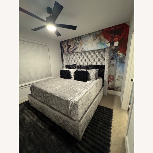 Used Custom Made Crushed Velvet King Size Bed for sale on AptDeco