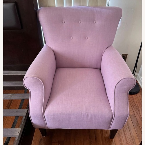 Used Belham Living Room Mara Rolled Arm Accent Chair Bedroom Lavender for sale on AptDeco