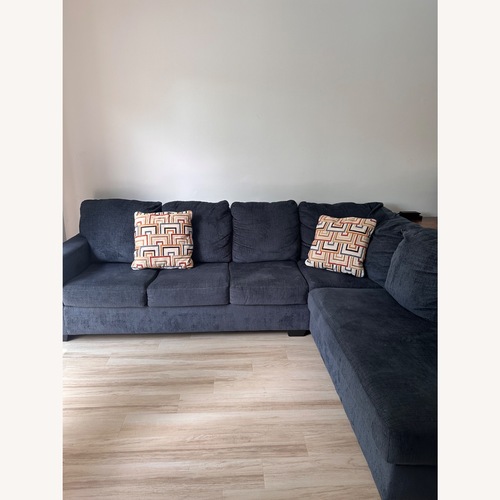 Used Blue Fabric 2 Piece Sectional for sale on AptDeco