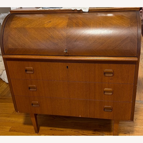 Used Vintage Mid-Century Danish Teak Roll-Top Secretary for sale on AptDeco