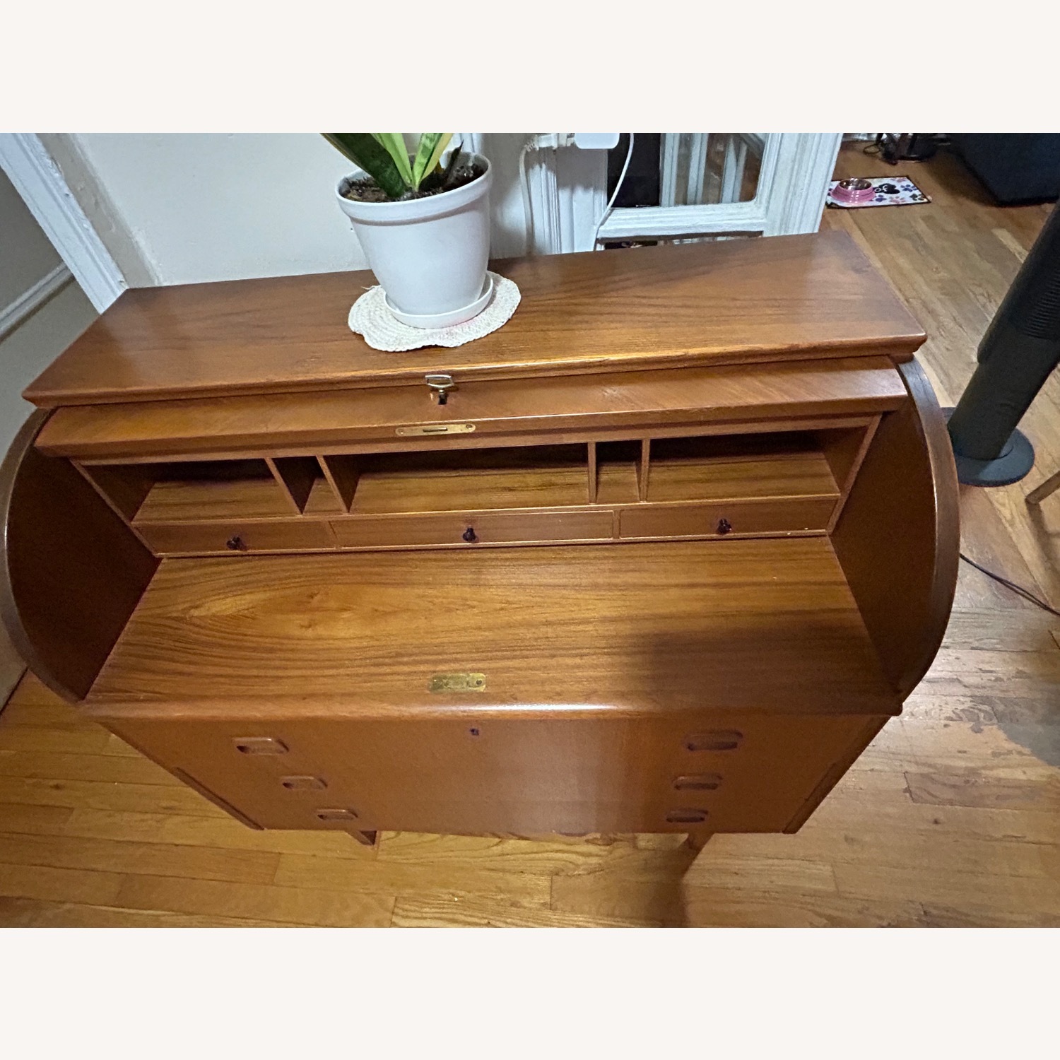 Vintage Mid-Century Danish Teak Roll-Top Secretary - image-2