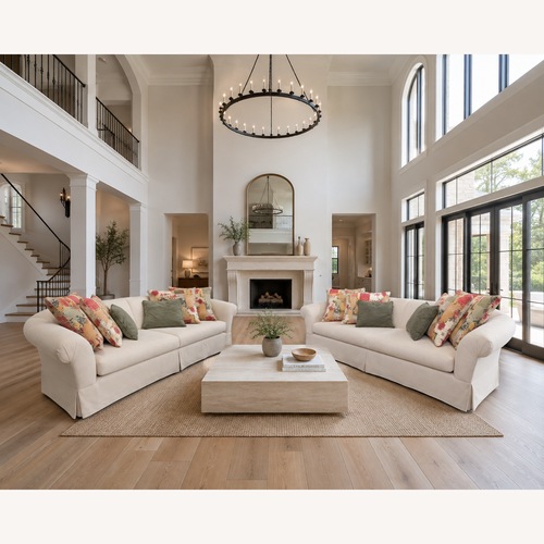 Used Oversized White Sofa + Accent Pillows for sale on AptDeco