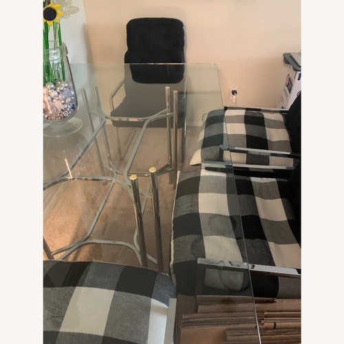 Used 4 Chrome Frame Dining Chairs Black Fuzzy Fabric  for sale on AptDeco