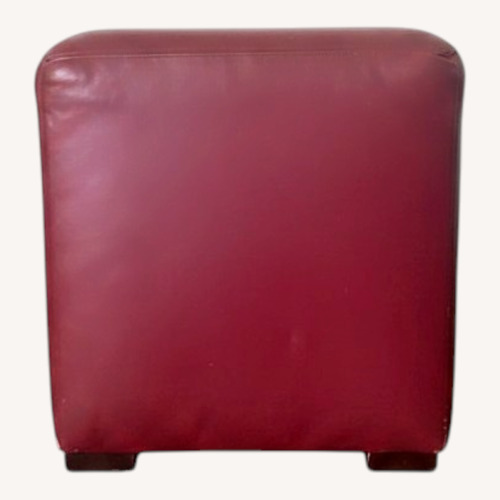 Used Red lLeather Pouf Foot Stool for sale on AptDeco