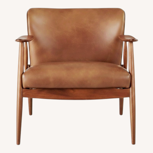 Used CB2 Troubadour Saddle Leather Wood Frame Chair for sale on AptDeco