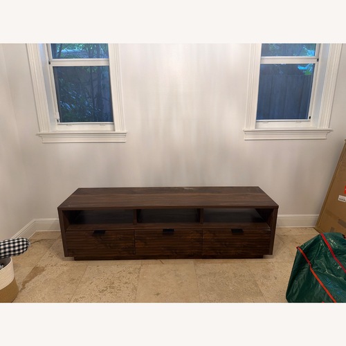 Used Home Depot Dark Brown Wood Media Storage for sale on AptDeco
