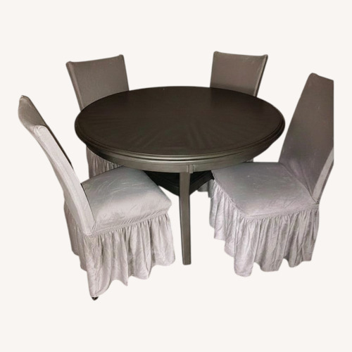 Used Light Gray Wood Dining Set for sale on AptDeco