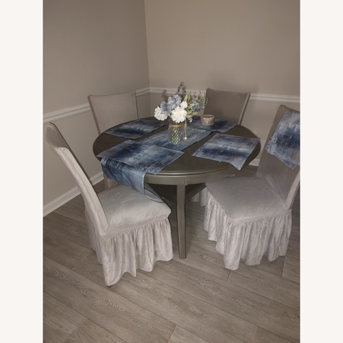 Used Light Gray Wood Dining Set for sale on AptDeco