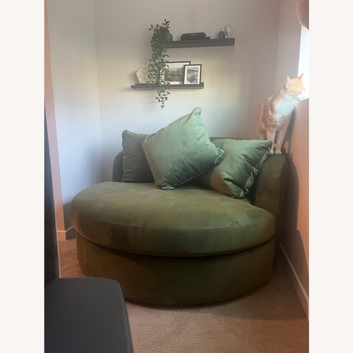 Used Joybird Amelia Green Performance Velvet Chair and a Half for sale on AptDeco