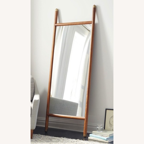 Used West Elm Black Mid-Century Wood Dowel Floor Mirror for sale on AptDeco