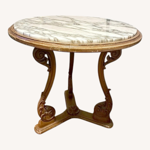 Used Vintage Marble Top Accent Wooden Table for sale on AptDeco