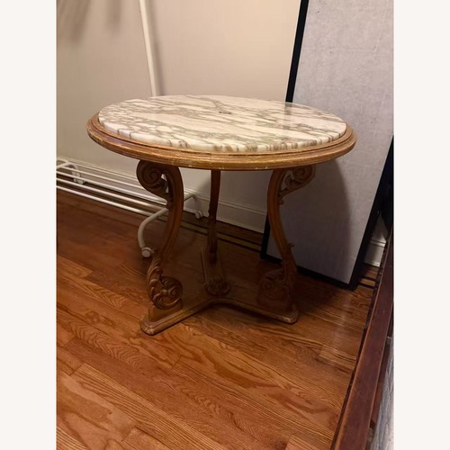 Used Vintage Marble Top Accent Wooden Table for sale on AptDeco