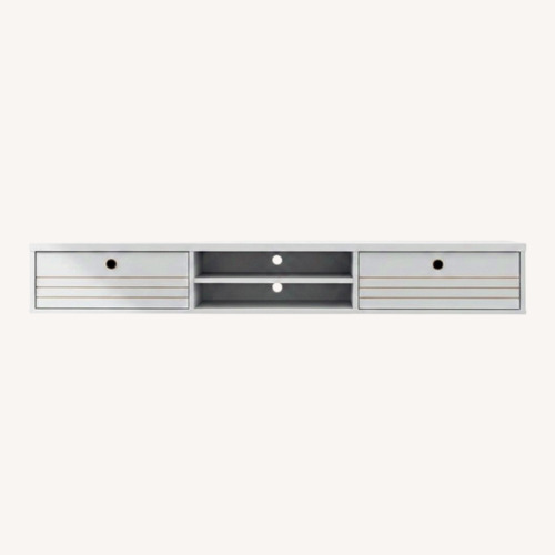 Used Bob's Discount Furniture Shiloh Ivory Wood Media Storage for sale on AptDeco