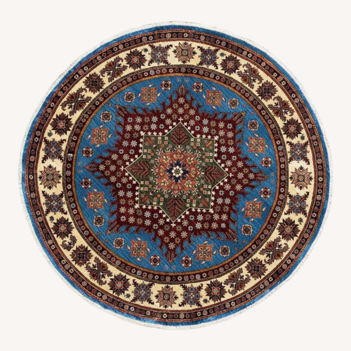 Used Round Super Kazak Hand Knotted Wool Rug for sale on AptDeco