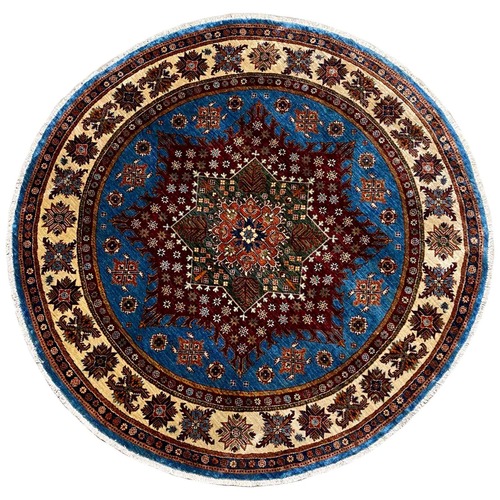 Used Round Super Kazak Hand Knotted Wool Rug for sale on AptDeco