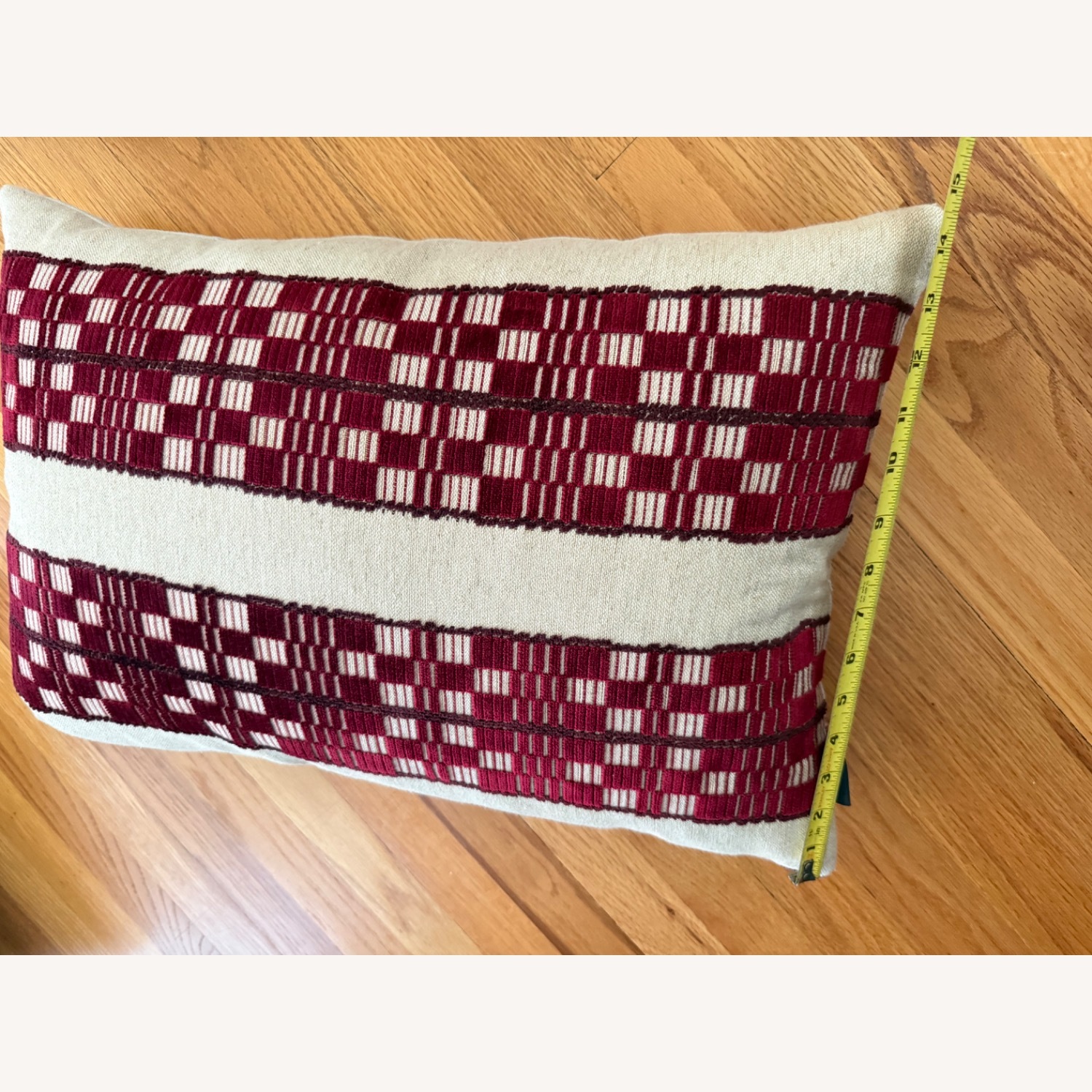 MM Studio Set of 2 Red Cream Patterned Pillows - image-4