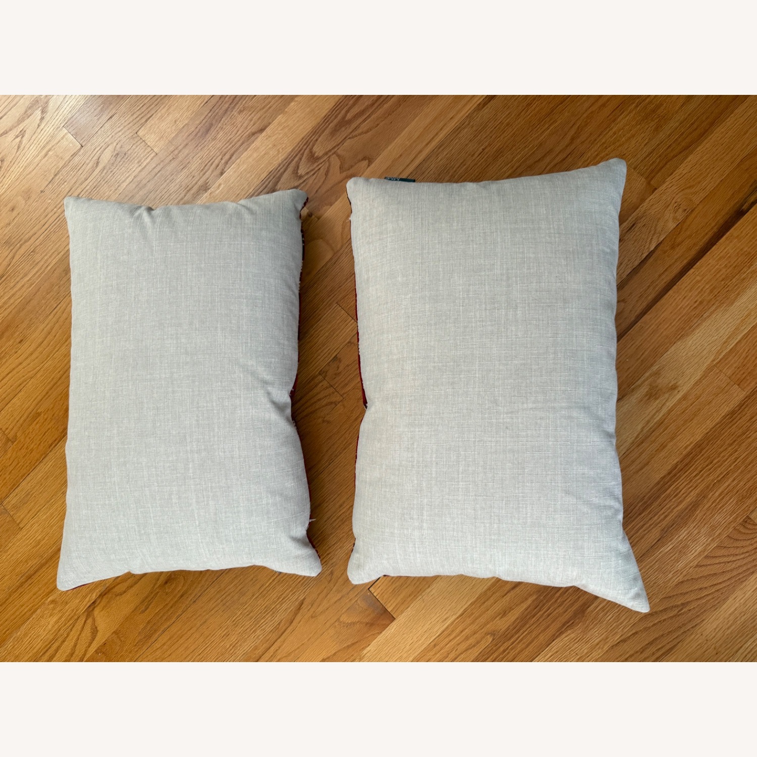 MM Studio Set of 2 Red Cream Patterned Pillows - image-2