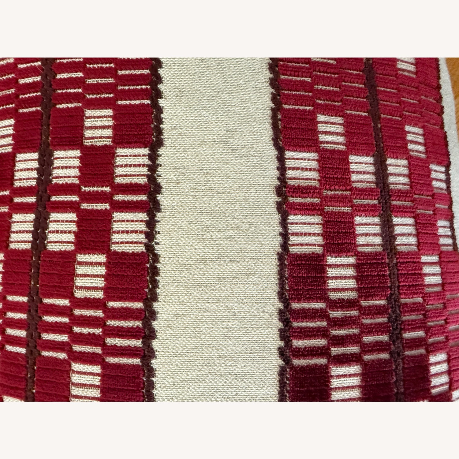 MM Studio Set of 2 Red Cream Patterned Pillows - image-3