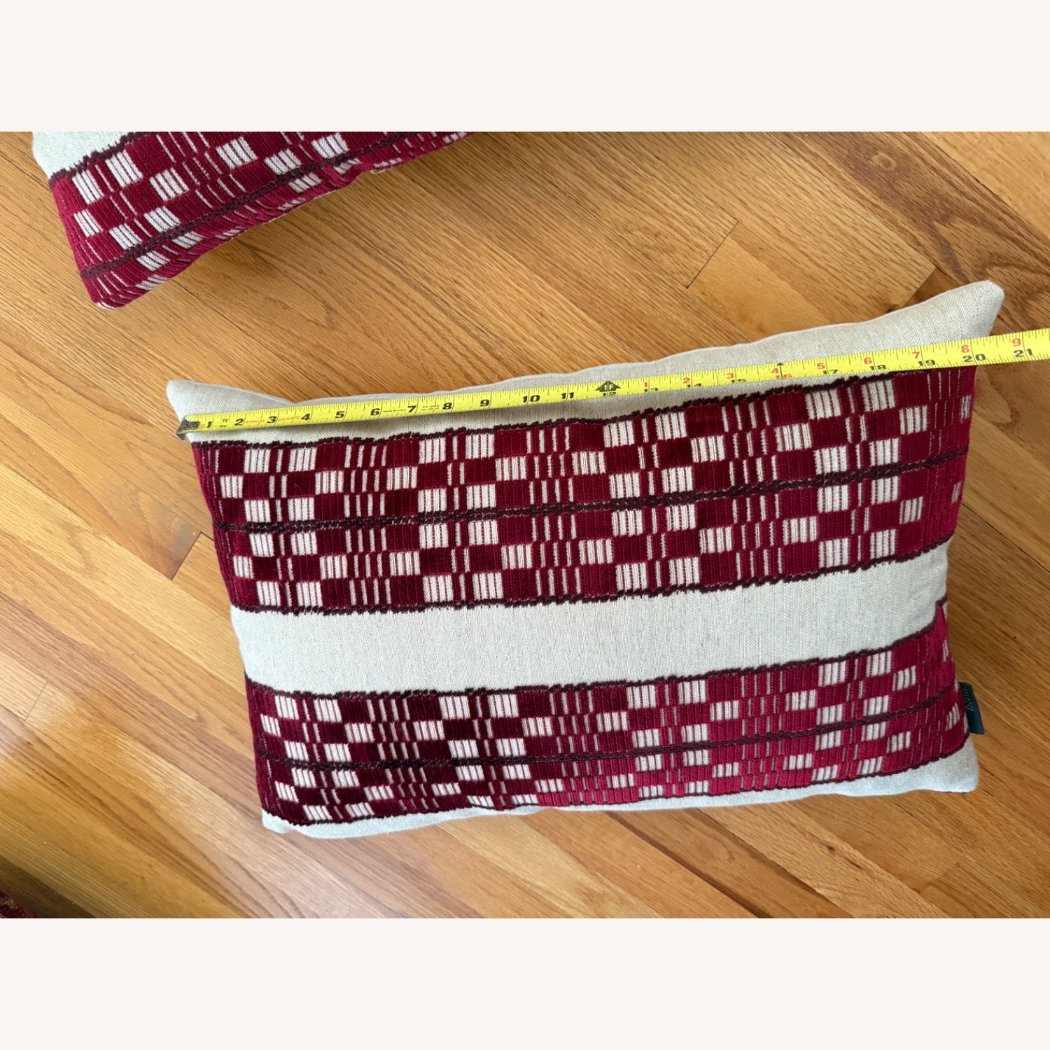 MM Studio Set of 2 Red Cream Patterned Pillows - image-5