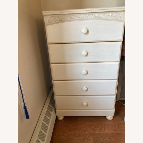 Used Ashley Furniture 5-drawer chest - cream white for sale on AptDeco